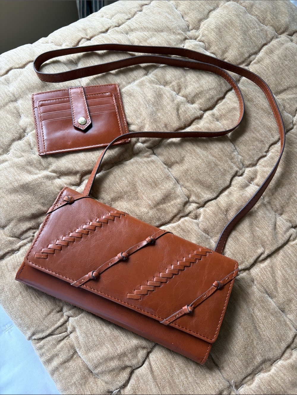 Lodis Bundle- Cognac Brown Leather Crossbody Wallet Purse